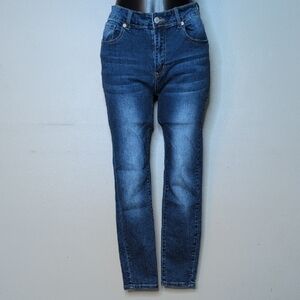High-Rise Blue Skinny Jeans with Stretch – Size 8